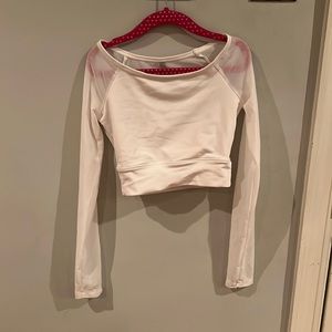 Kids Long Sleeve White Mesh Dance Bra